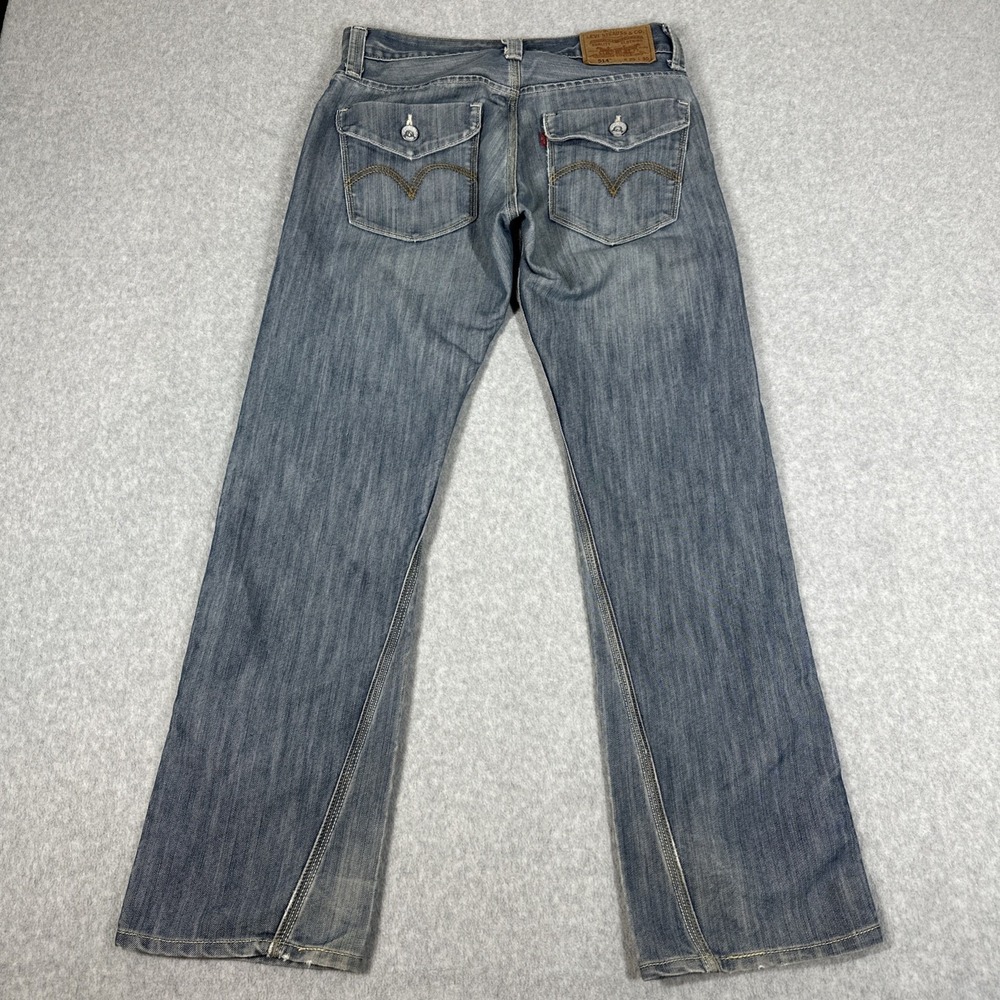 Levis 514 Slim Straight Y2K Mens Jeans 29x30 Blue Denim Faux Button Back Pockets